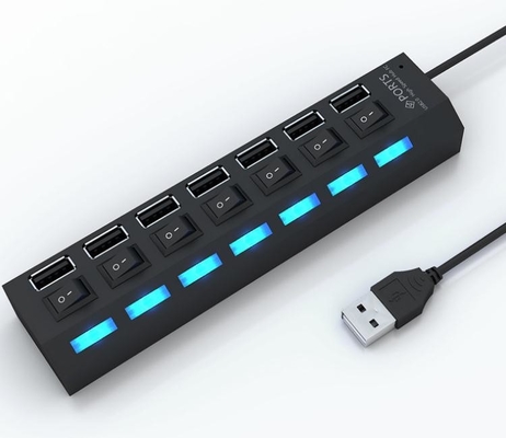 Çin LED Işık Ekran Splitter USB Masa Hub Bağımsız Anahtarı Dönüştürücü Ile 2.0 7 Portu Çok Arayüz Tedarikçi